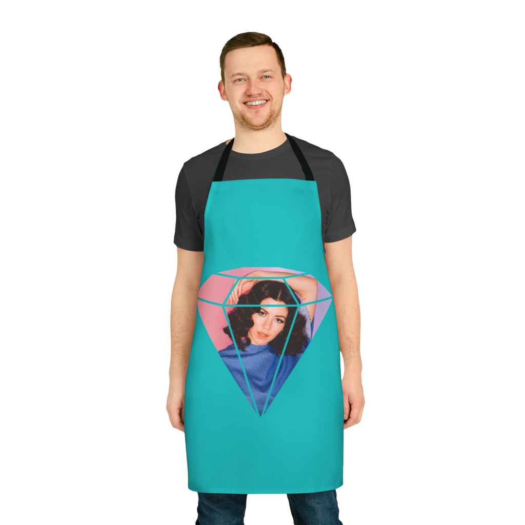 Artistic apron featuring the logo and imagery of popular pop singer-songwriter Marina and the Diamonds
