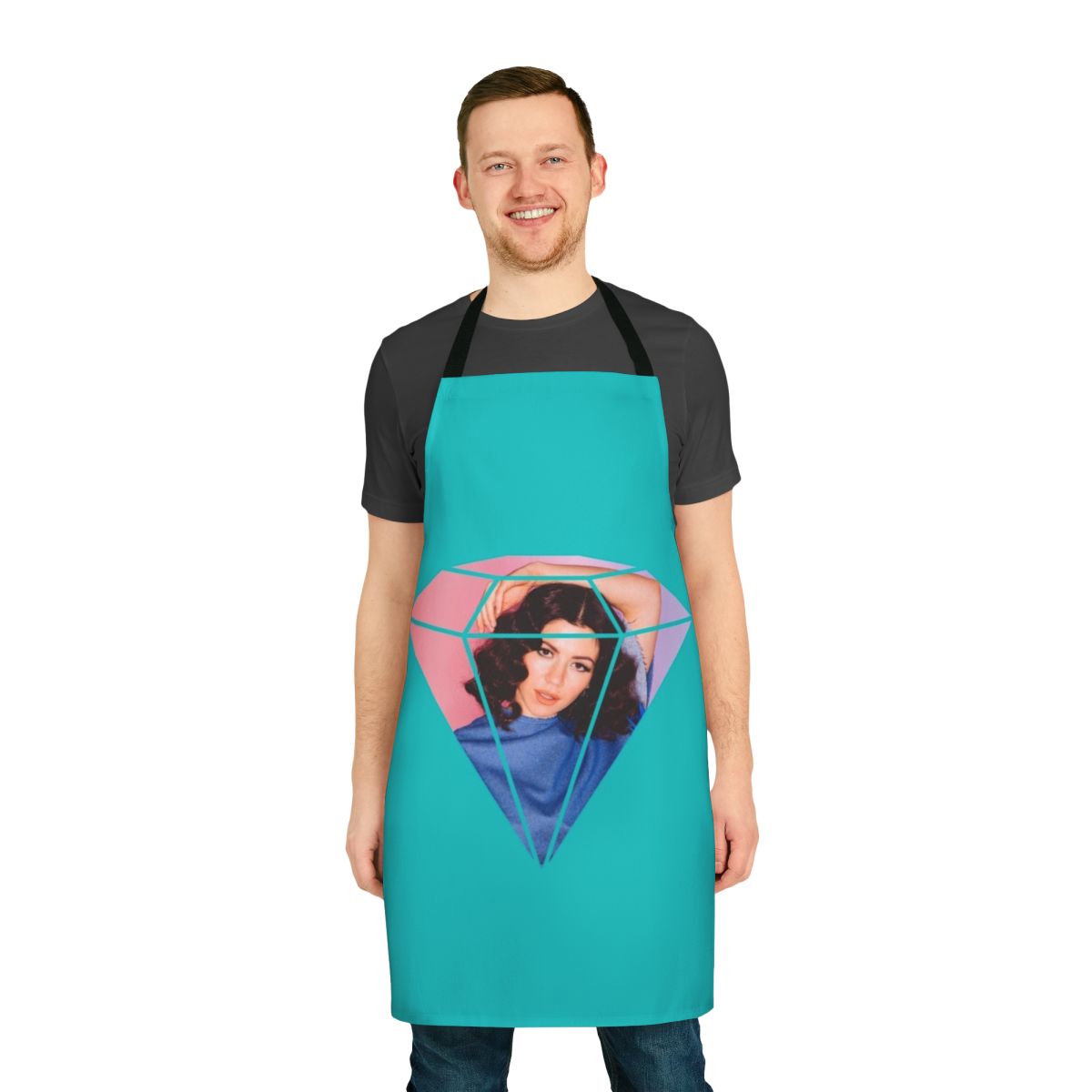 Artistic apron featuring the logo and imagery of popular pop singer-songwriter Marina and the Diamonds