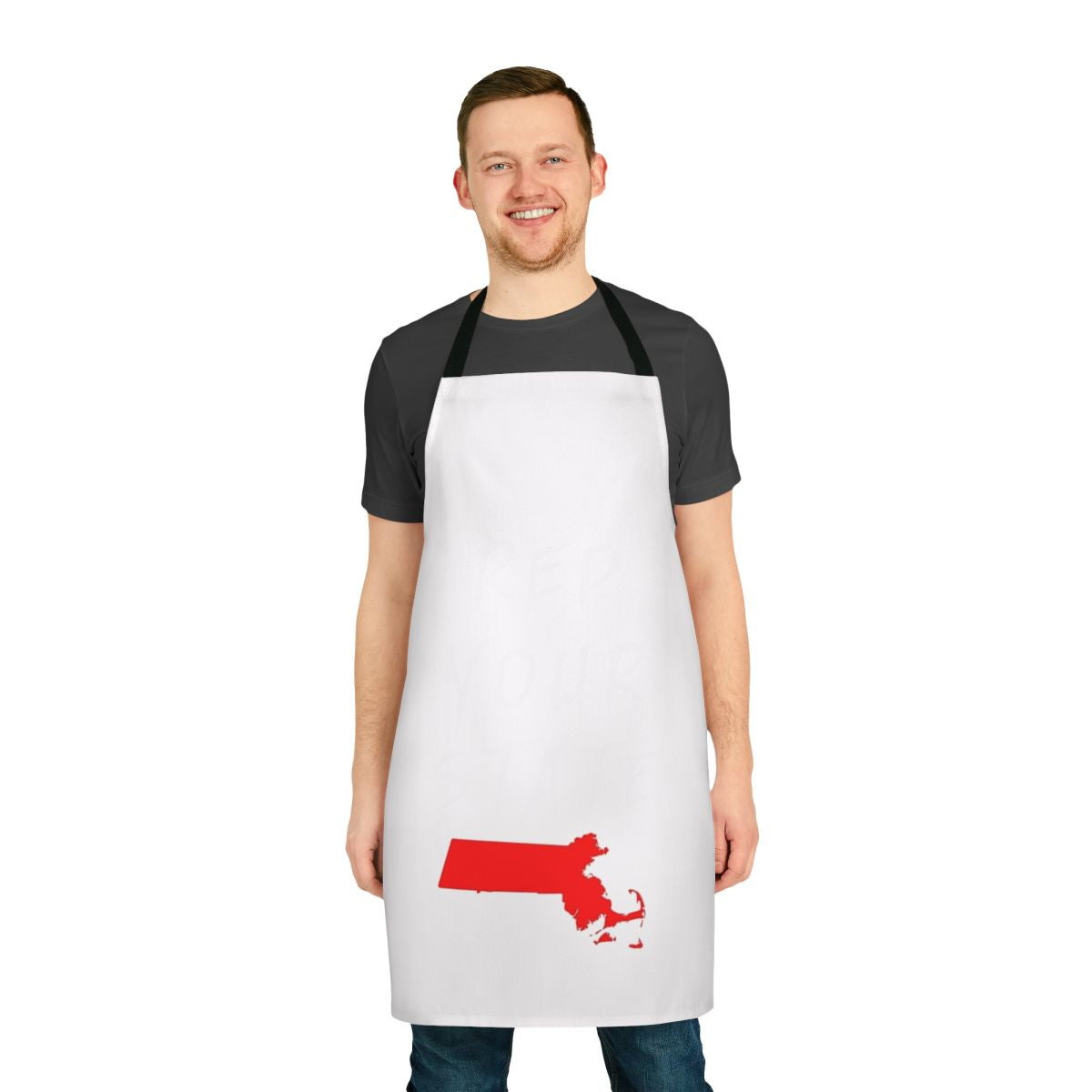 Apron featuring the Massachusetts state flag design