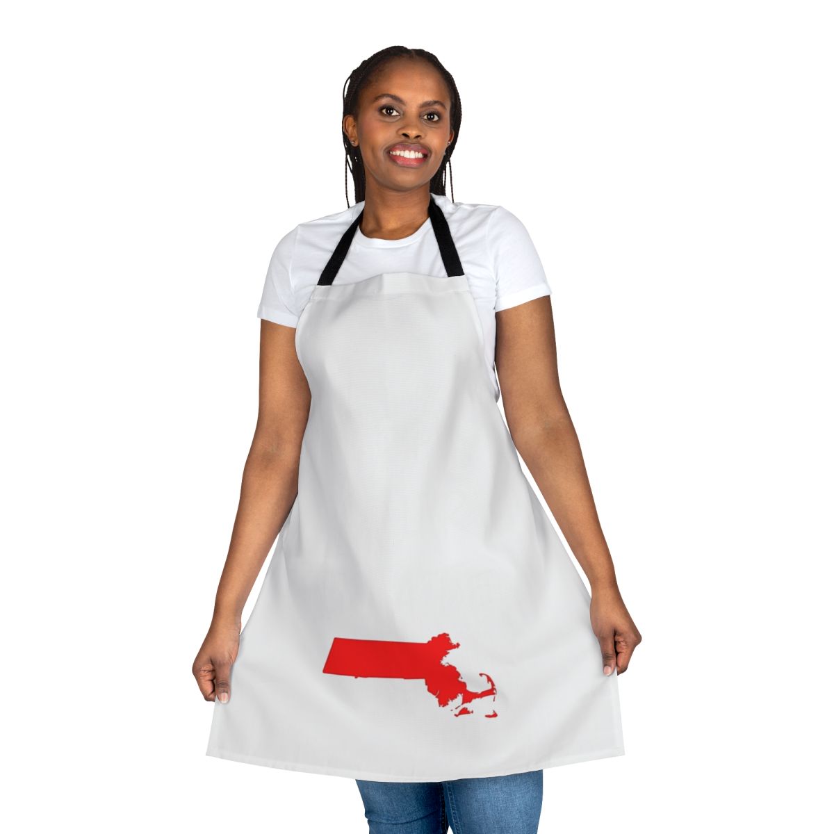 Apron featuring the Massachusetts state flag design