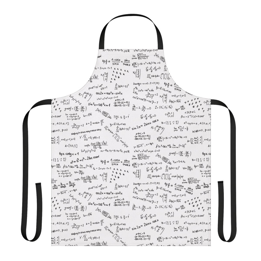 A stylish apron featuring various math formulas and numbers, perfect for math lovers and science enthusiasts.