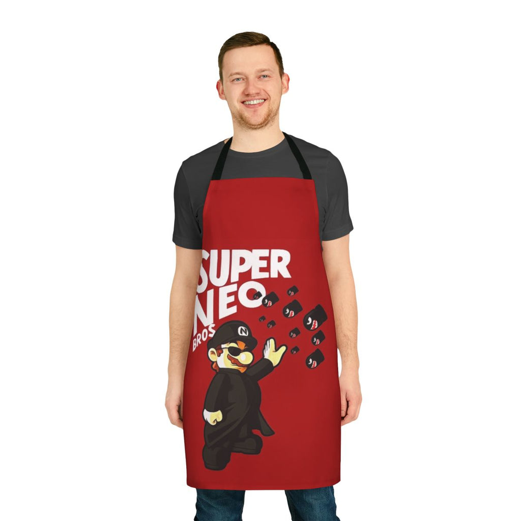 Matrix-inspired apron featuring Keanu Reeves as Neo and the iconic "there is no spoon" quote