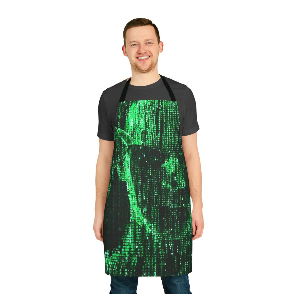 Apron featuring the iconic Matrix green code and digital rain design