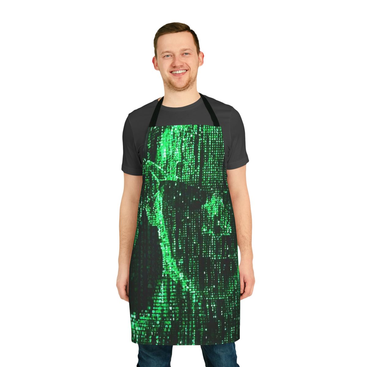 Apron featuring the iconic Matrix green code and digital rain design