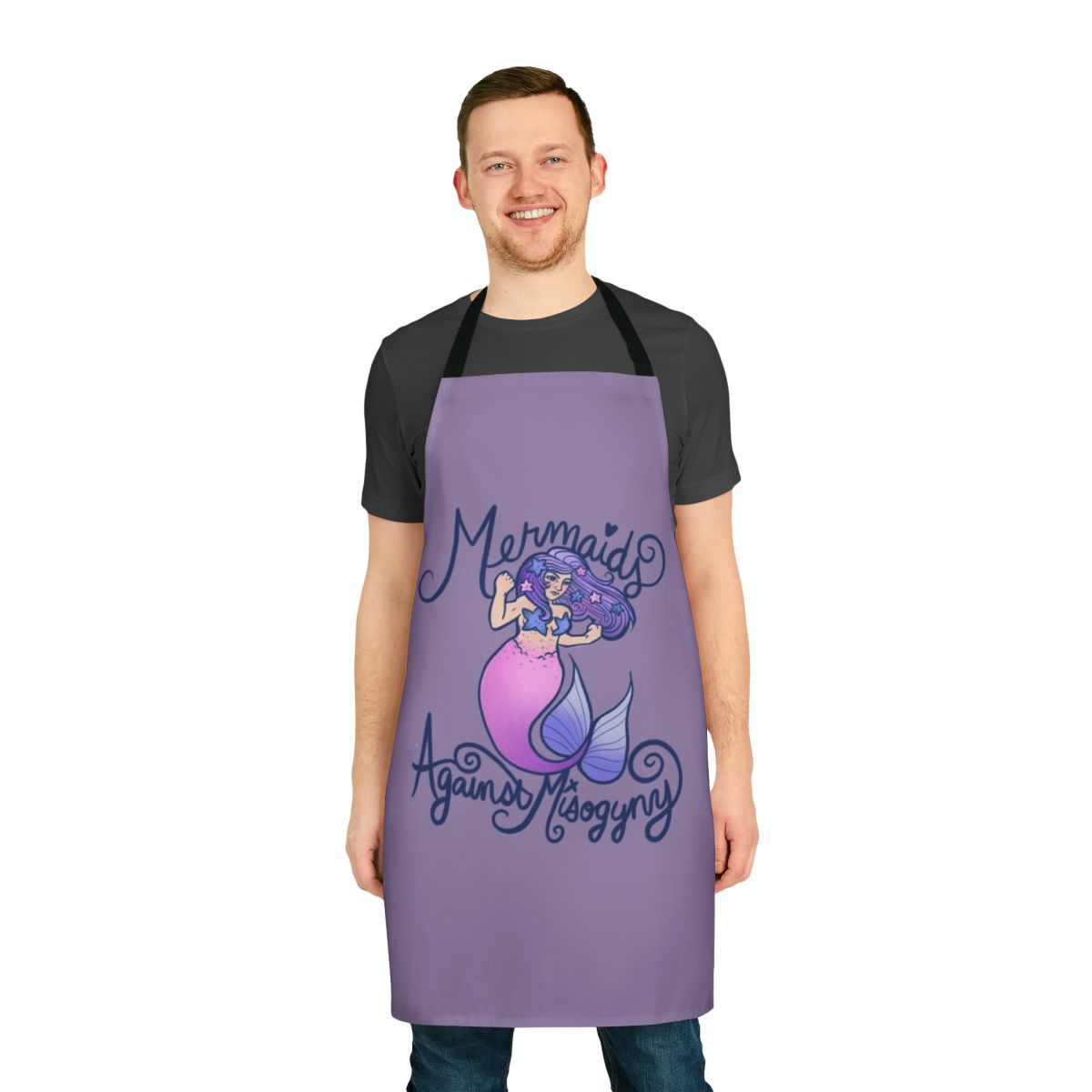 Mermaids Against Misogyny Apron featuring a whimsical mermaid design