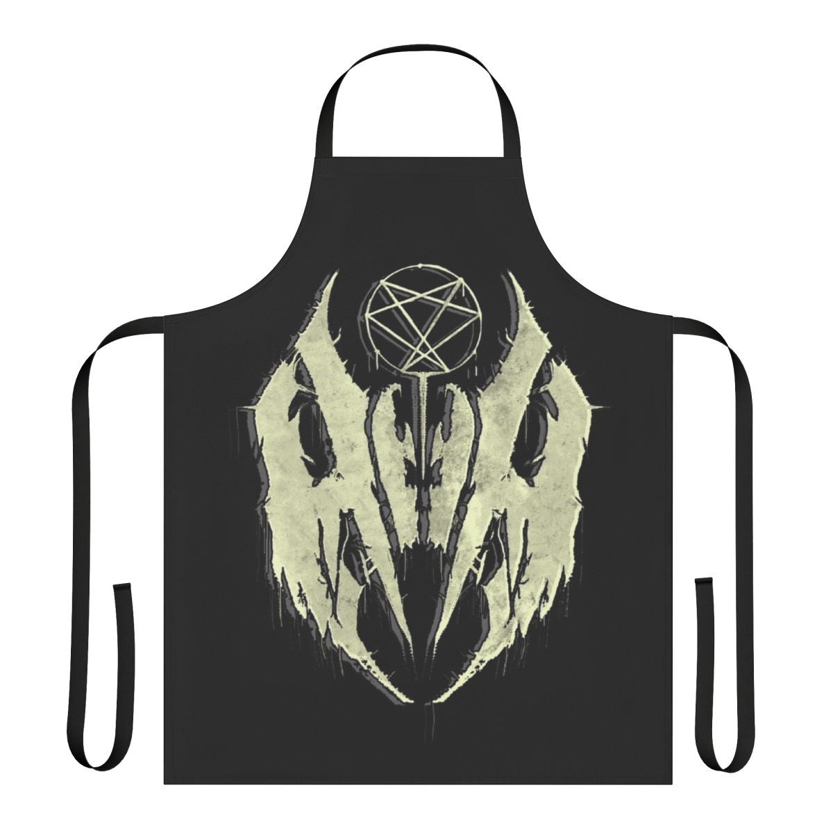 Anomy Istranj metal logo apron with hex symbol and biblical reference