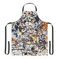 Colorful splatter-style apron inspired by the artwork of Jackson Pollock