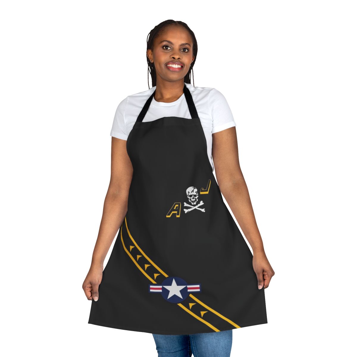 Jolly Rogers Apron with Fighter Jet, Skull, and Crossbones Insignia