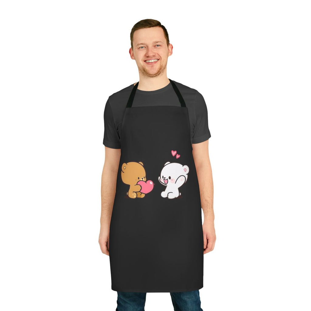 Cute and functional milk-themed mocha colored apron for the kitchen