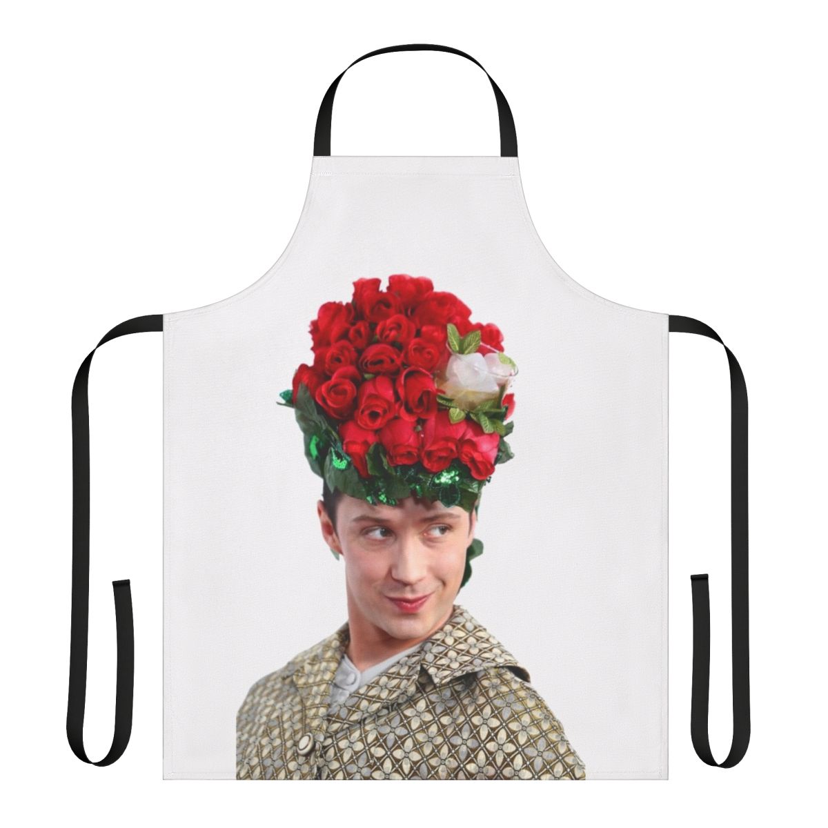 A colorful apron featuring a mint julep-style hat design, perfect for figure skating enthusiasts.
