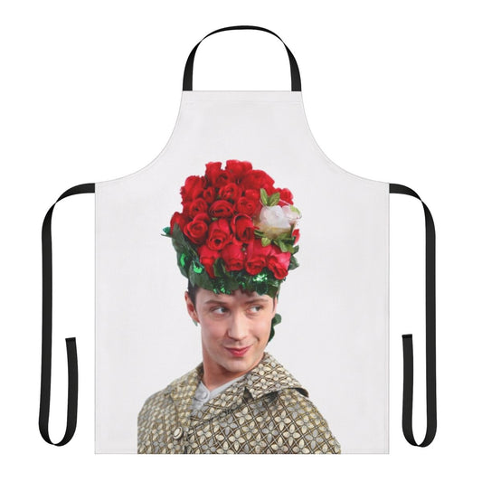 A colorful apron featuring a mint julep-style hat design, perfect for figure skating enthusiasts.