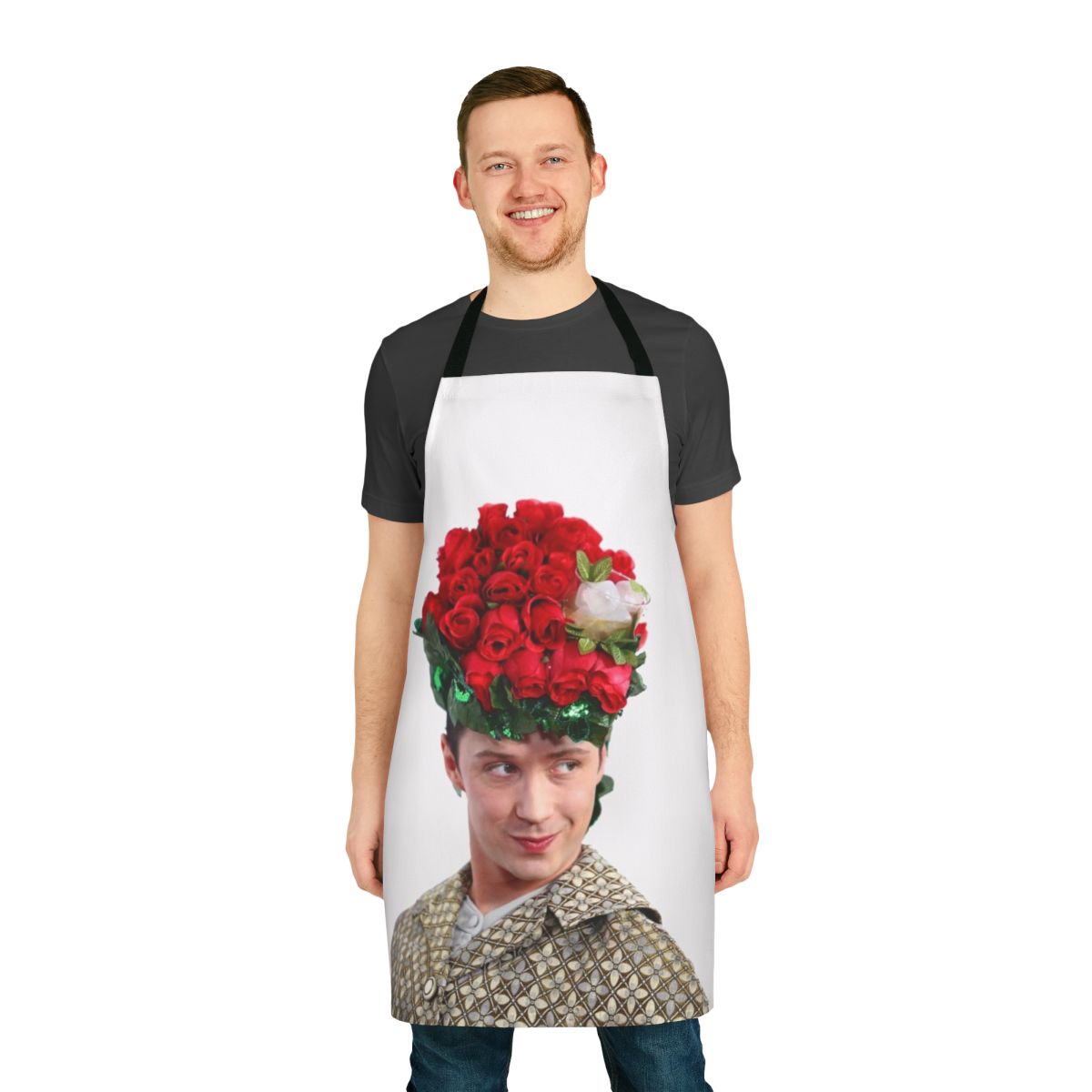 A colorful apron featuring a mint julep-style hat design, perfect for figure skating enthusiasts.