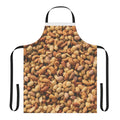 A high-quality apron featuring a colorful mix of roasted nuts including hazelnuts, pistachios, peanuts, and almonds.