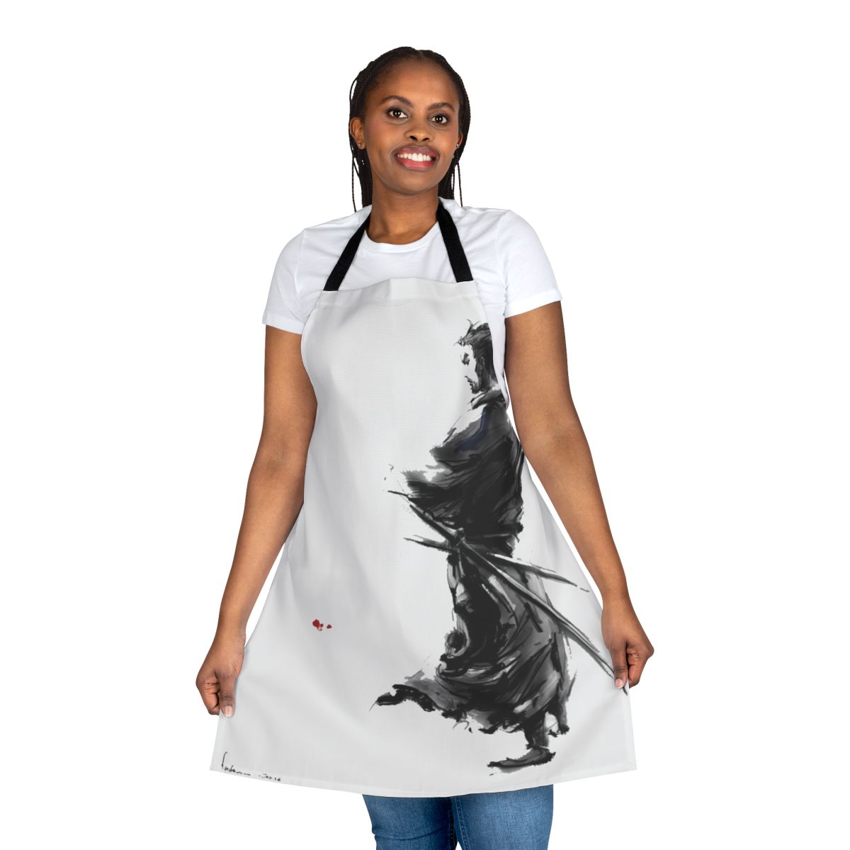 Miyamoto Musashi-inspired apron featuring a samurai design