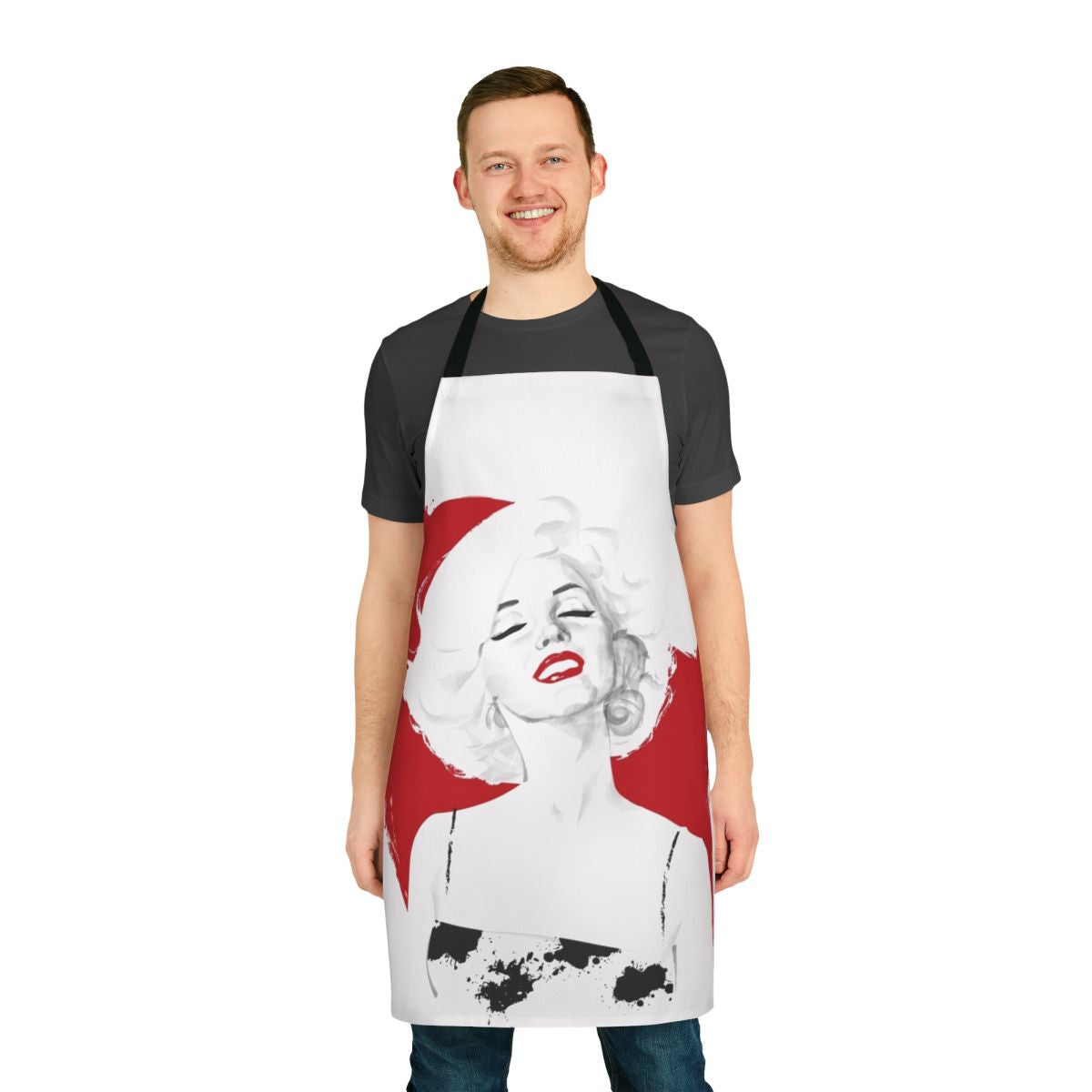 Stylish and practical MM-inspired apron, perfect for fans of classic Hollywood movies.