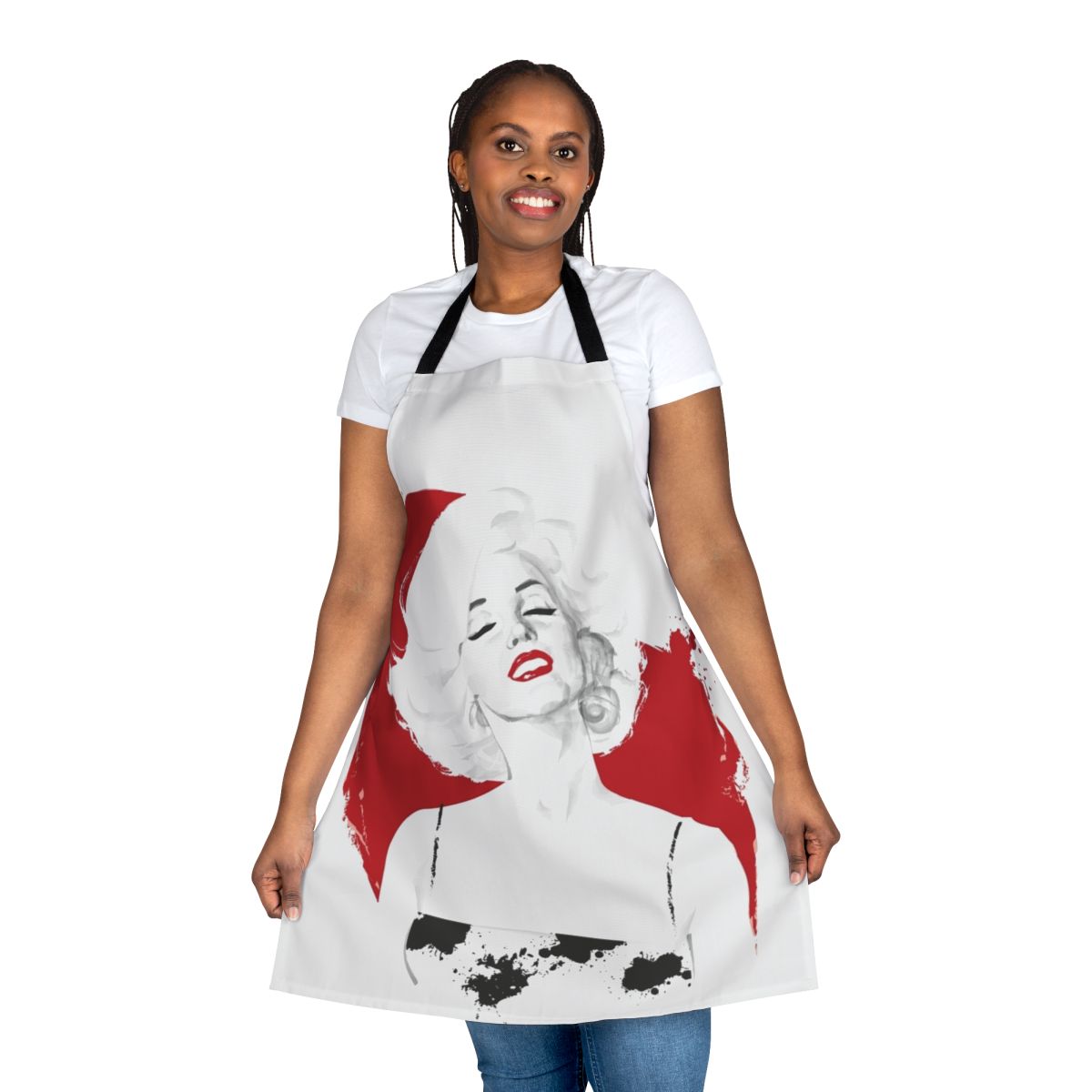 Stylish and practical MM-inspired apron, perfect for fans of classic Hollywood movies.
