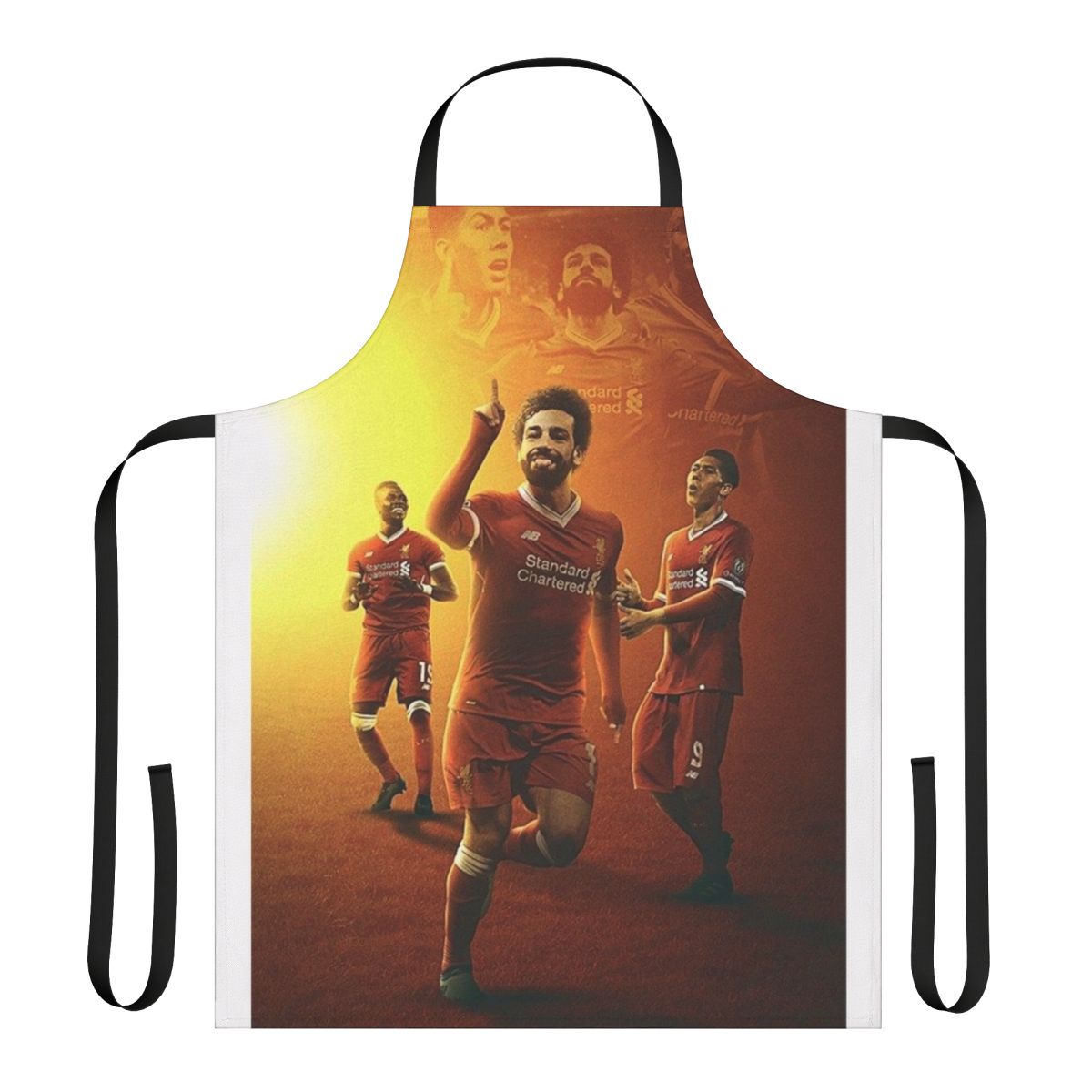 Illustrated apron featuring a portrait of Mohamed Salah, the famous Egyptian soccer player
