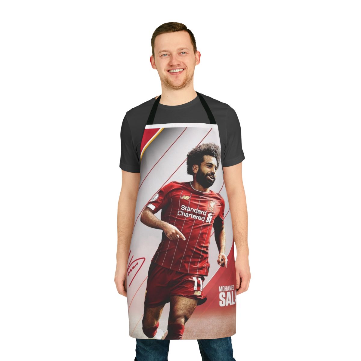 Apron featuring a stylish illustration of the famous football player Mohamed Salah