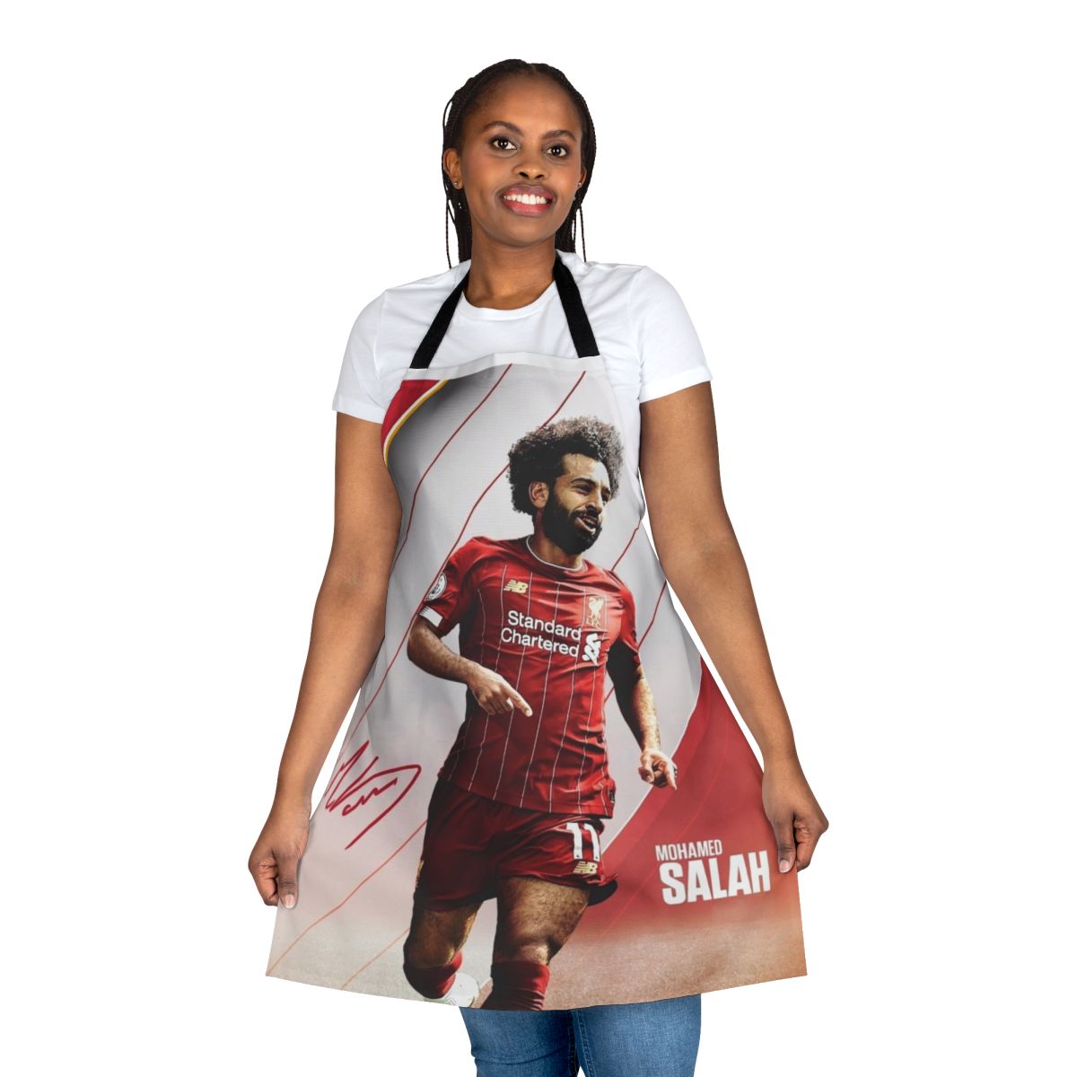 Apron featuring a stylish illustration of the famous football player Mohamed Salah