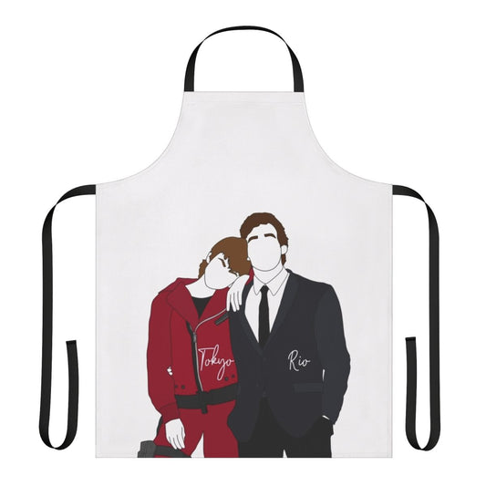 Apron featuring the characters Tokyo and Rio from the hit Netflix series "Money Heist" or "La Casa de Papel"