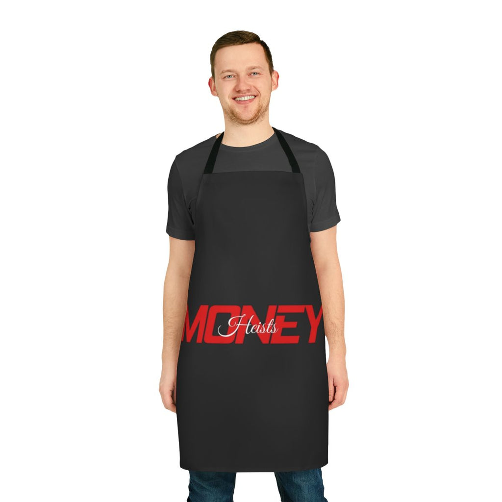 A high-quality apron featuring typography inspired by the popular Netflix series Money Heist (La Casa de Papel)
