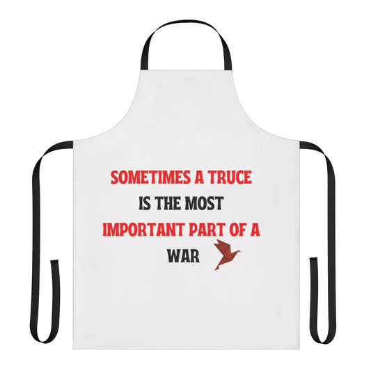 A stylish and playful apron featuring quotes and imagery from the popular Netflix series Money Heist (La Casa de Papel).