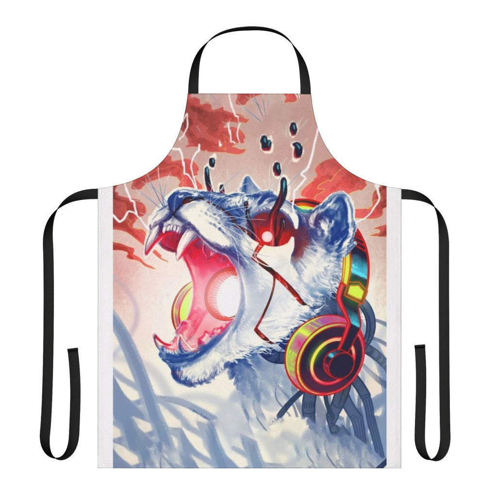 Monstercat-inspired apron with a cool, colorful monster cat design