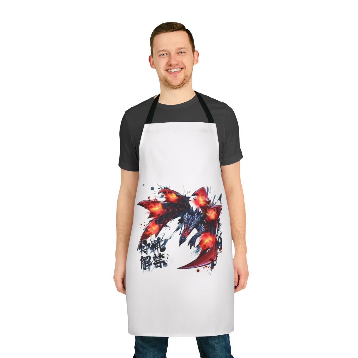 Monster Hunter themed apron featuring the Valstrax dragon