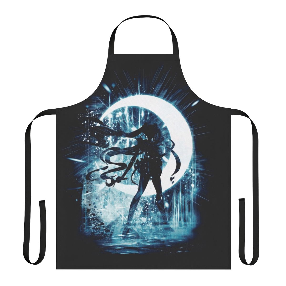 Stylish moon-themed apron with anime and pop culture design