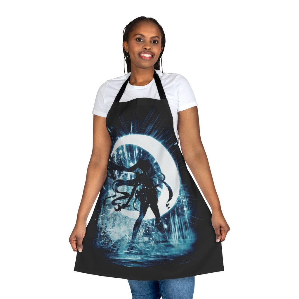 Stylish moon-themed apron with anime and pop culture design