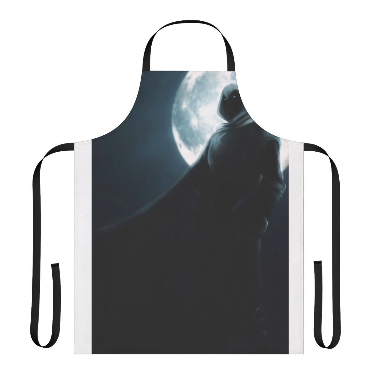 Moon Knight inspired superhero apron featuring the iconic character and Khonshu