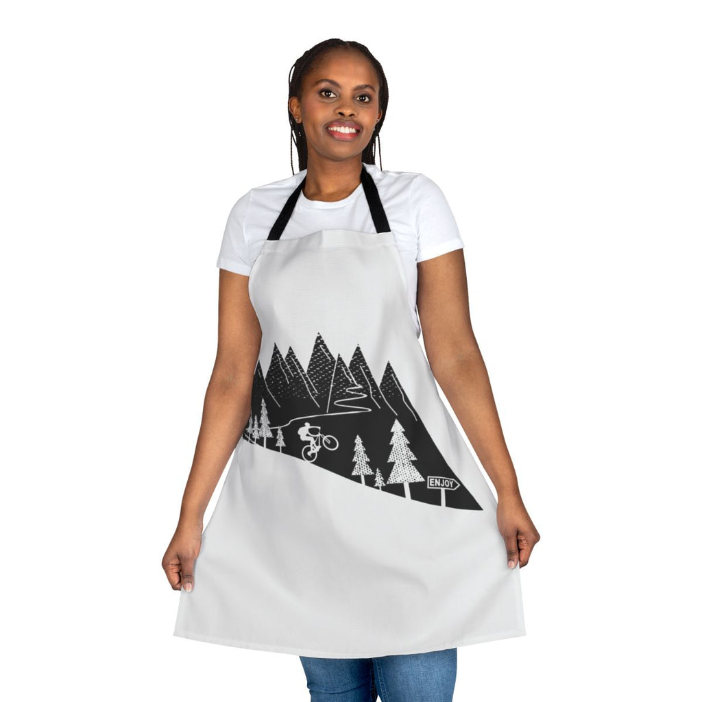 Mountain biker wearing a stylish cycling apron