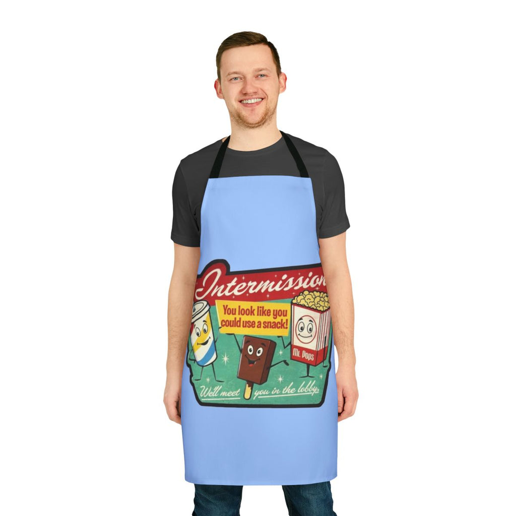 Stylish apron for movie lovers featuring a concession stand design