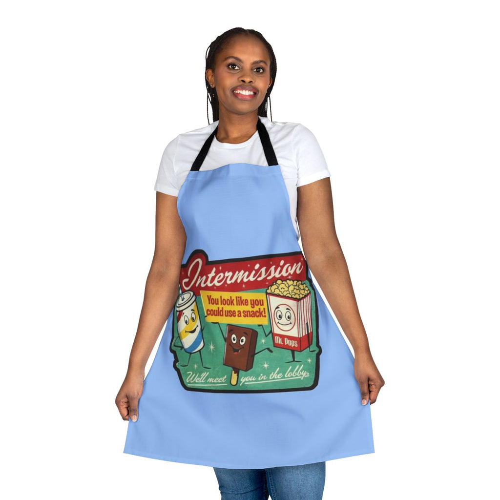 Stylish apron for movie lovers featuring a concession stand design