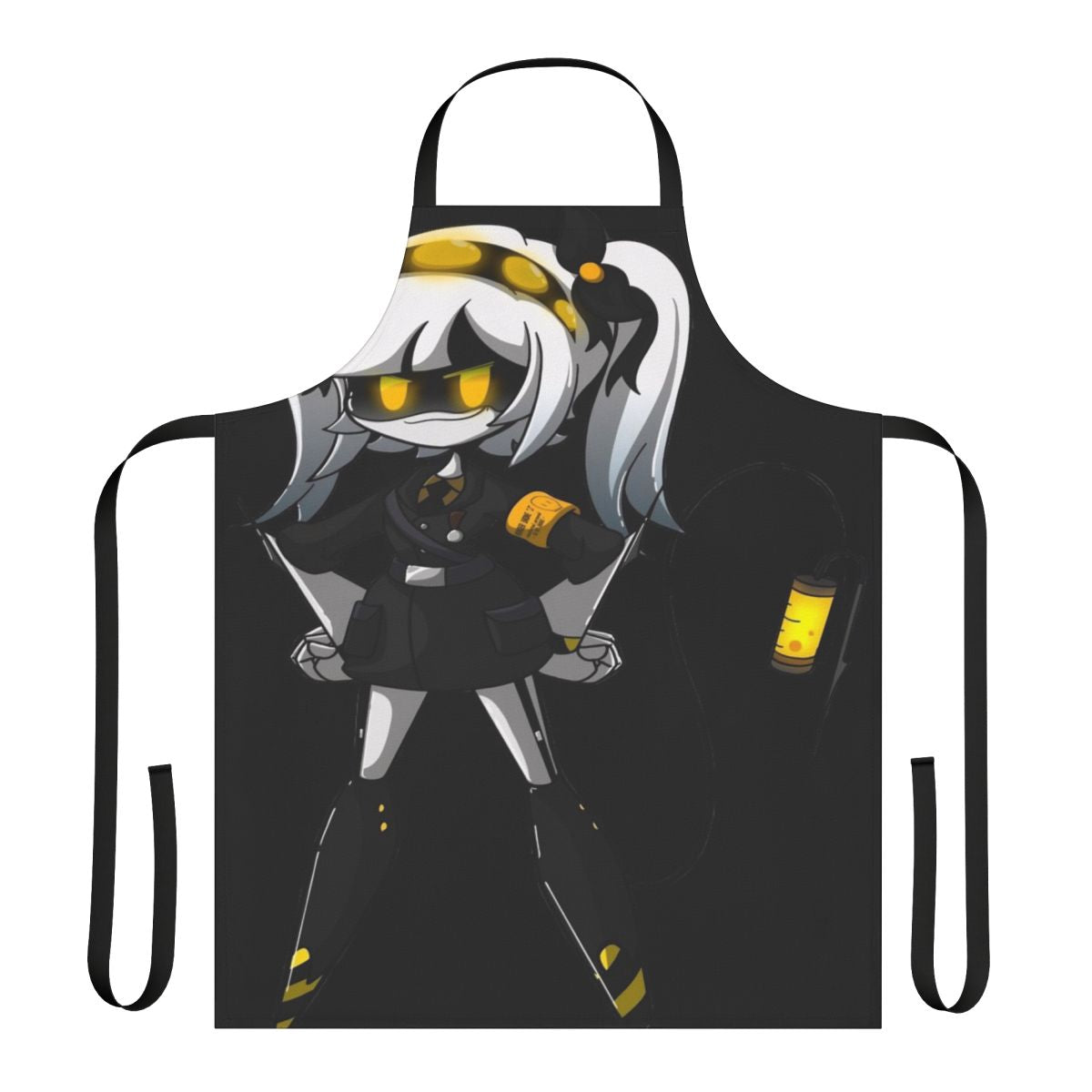 Apron featuring the characters and designs from the "Murder Drones" series.