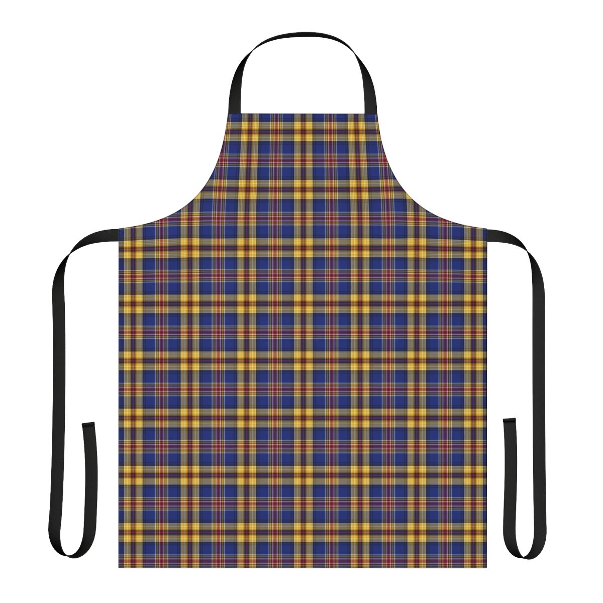 Murtagh tartan blue and gold plaid apron