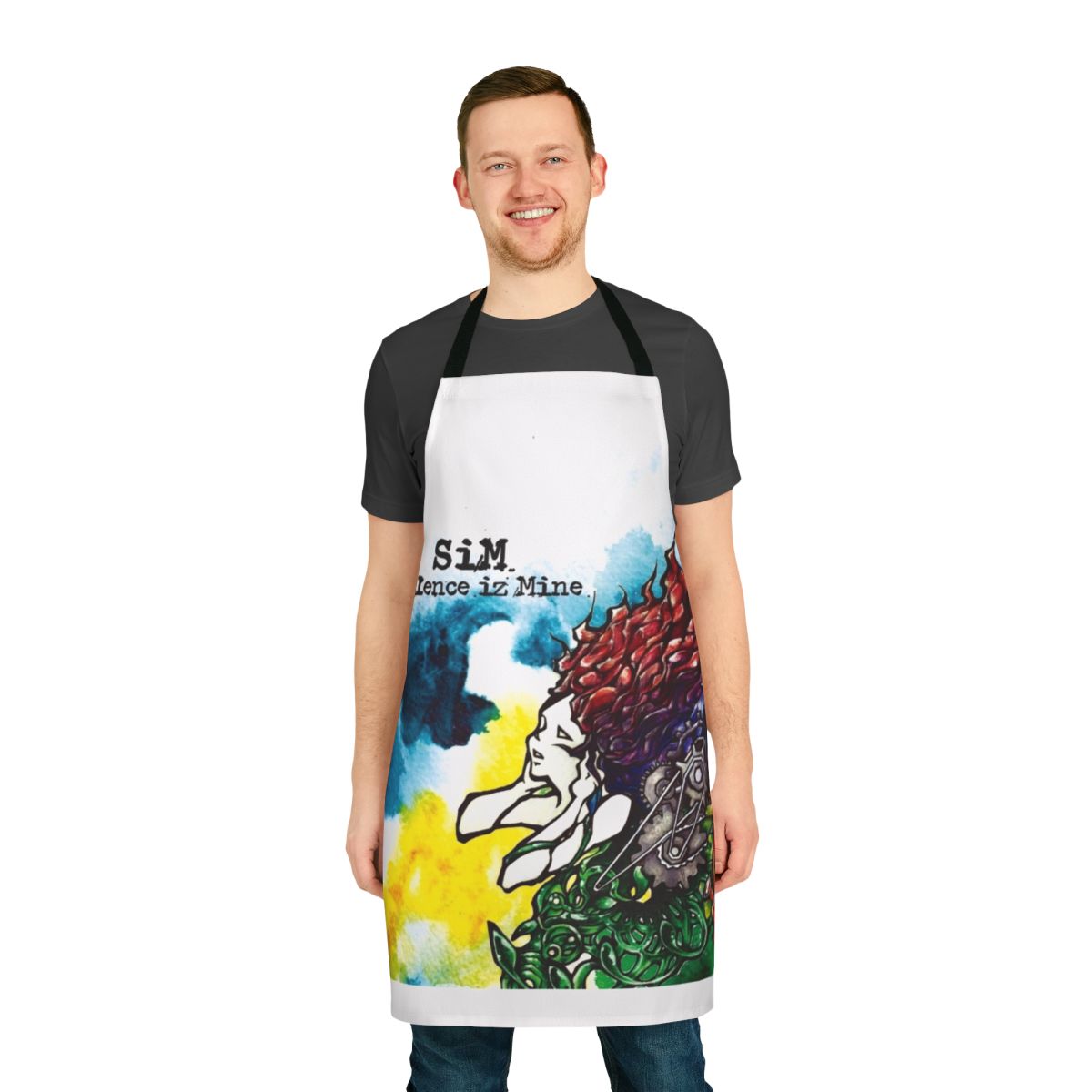Silence Is Mine Apron featuring a music album and tour design
