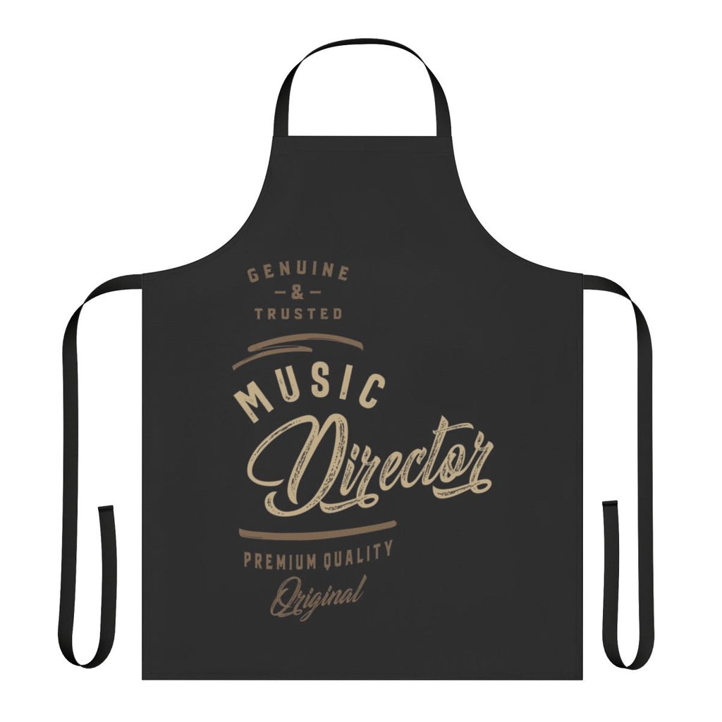Musician wearing a stylish music director apron with a musical notes design.