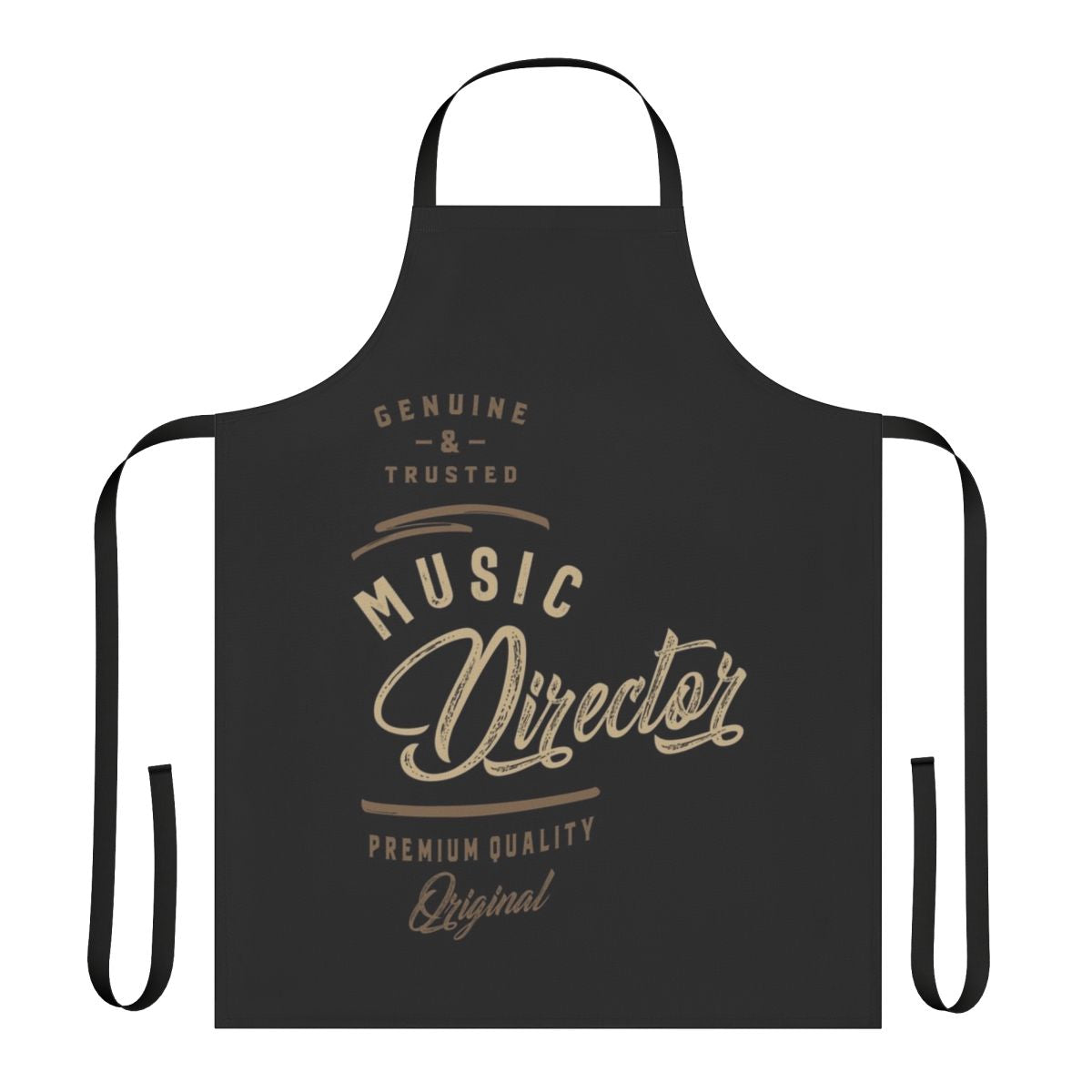 Musician wearing a stylish music director apron with a musical notes design.