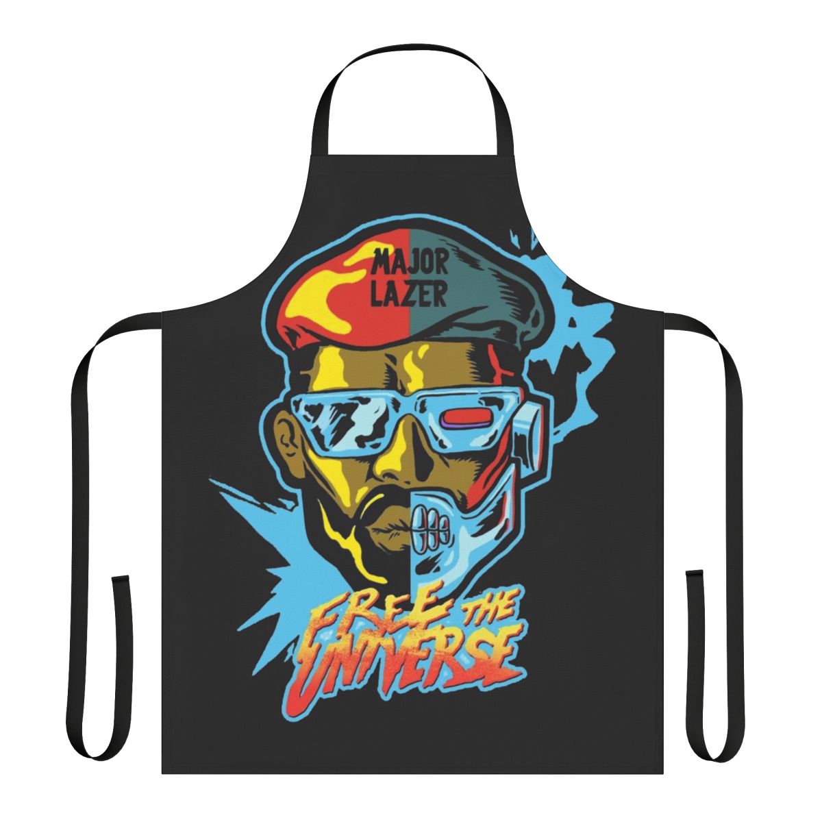 Vibrant music festival apron with bold "Major" design, perfect for DJs and electronic music events.