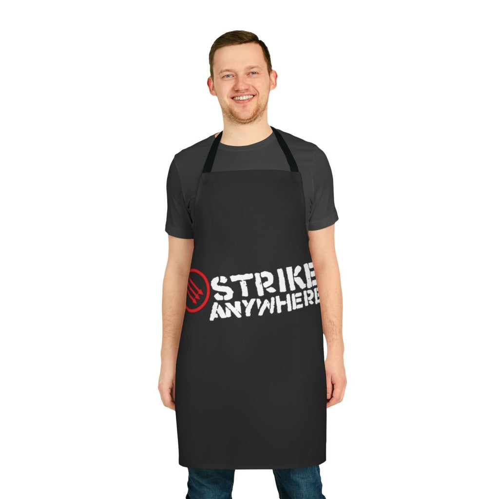 A black and white apron with a music-inspired design, perfect for musicians, bands, and music enthusiasts.