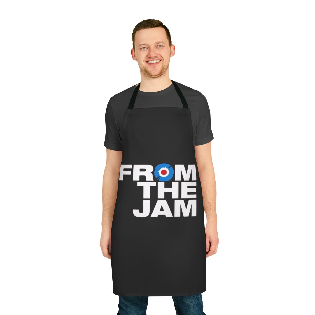 Music-themed apron with stylish design for kitchen use