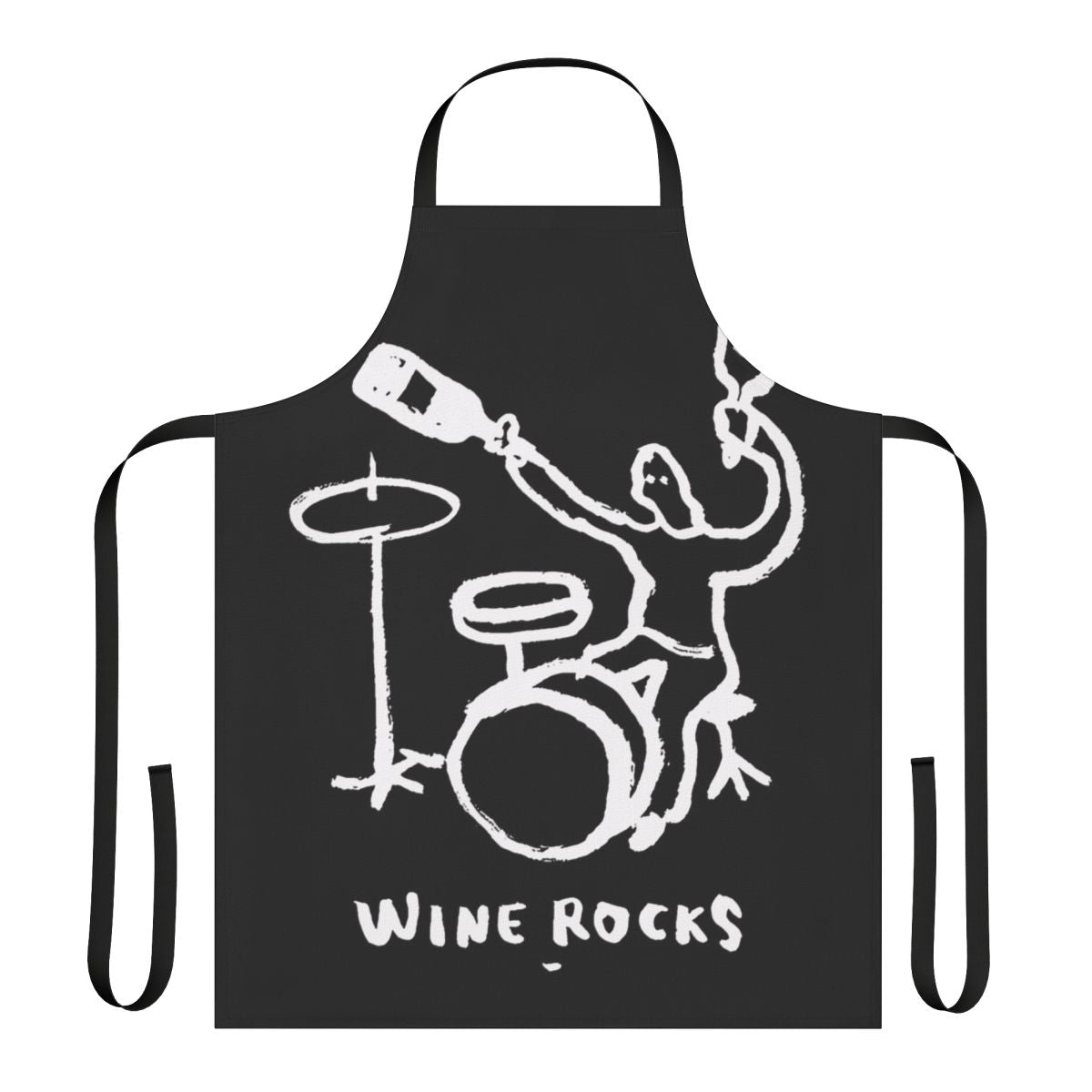 Stylish wine apron featuring a collage of music-inspired elements and vintage design
