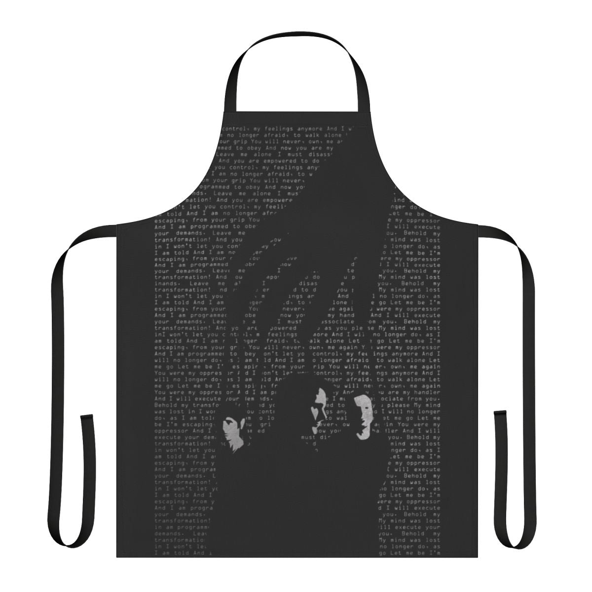 Stylish black and white apron with Muse-inspired design