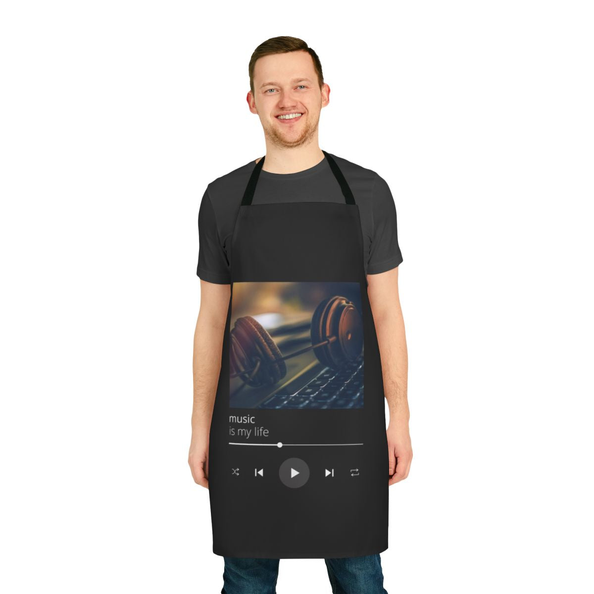 Musician's apron with "Music Is My Life" text