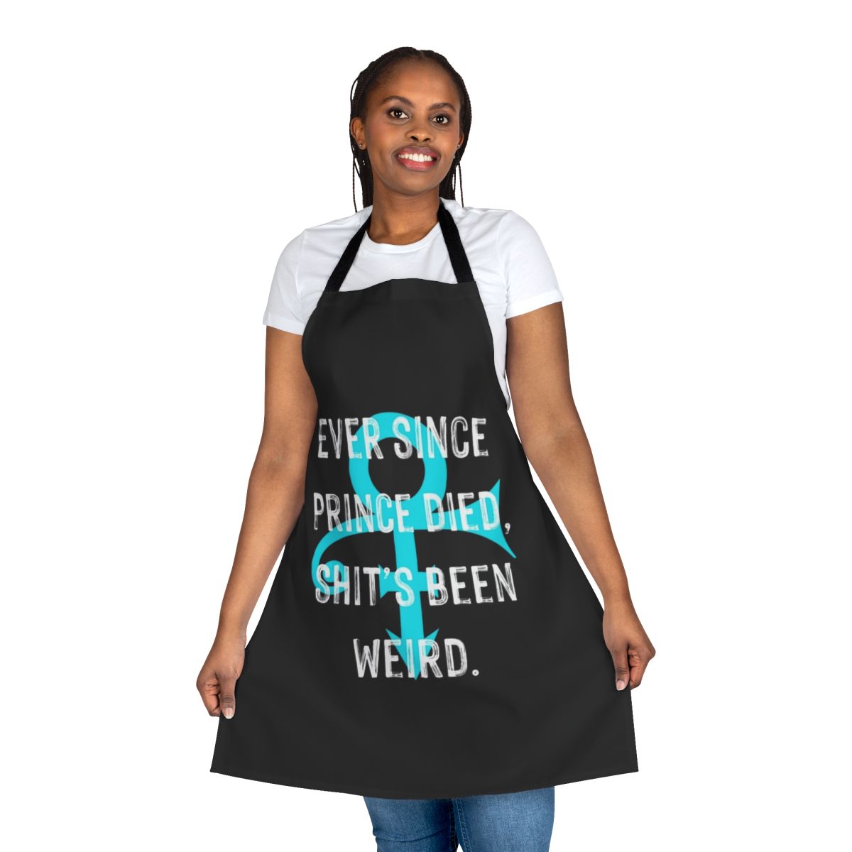 A stylish and versatile apron featuring a music quote design, ideal for musicians, DJs, and singers.