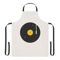 Stylish apron featuring a minimalist design with planets, stars, and a record player in a cosmic, space-themed design