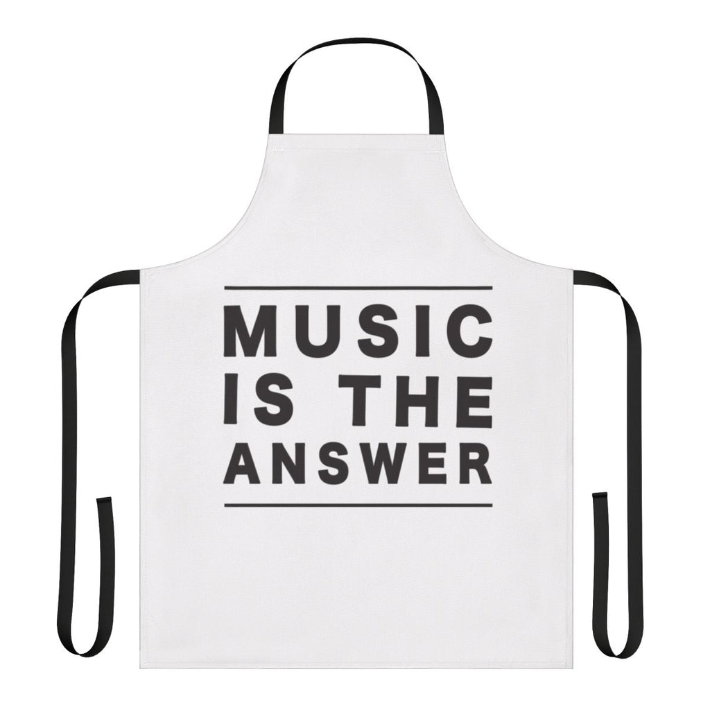 Stylish music themed apron featuring the quote "Music Is The Answer"