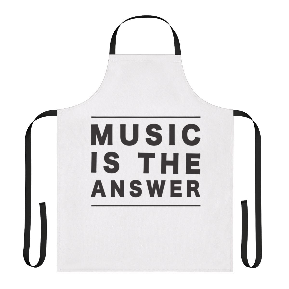 Stylish music themed apron featuring the quote "Music Is The Answer"