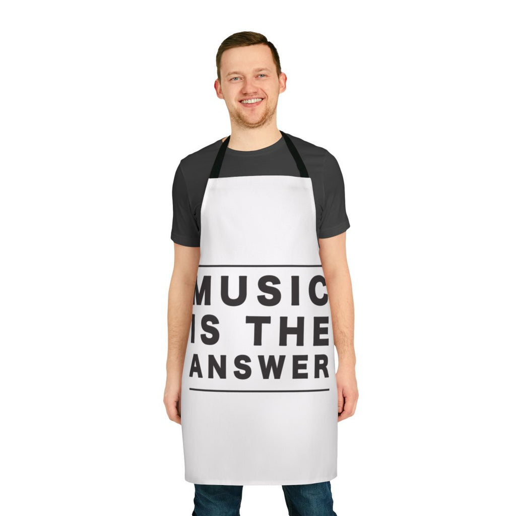Stylish music themed apron featuring the quote "Music Is The Answer"